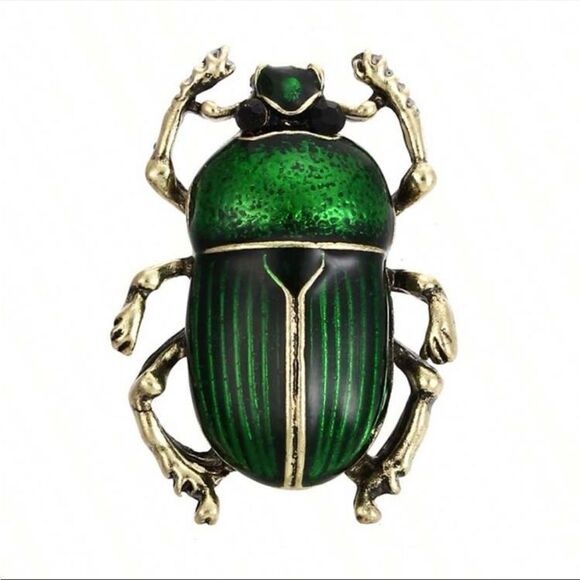 Vintage Inspired Beetle, Brooch Green & Gold, Beetlejuice, Oogie Boogie, - Picture 1 of 2
